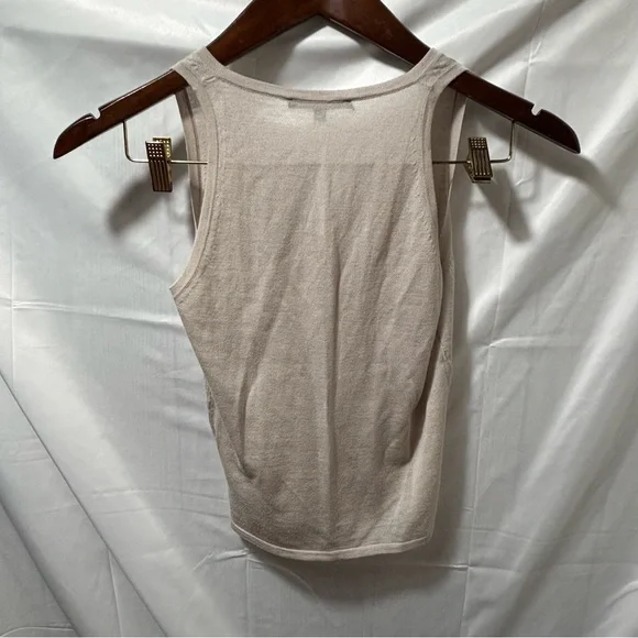 Gucci Women’s XS Beige Cream Pure New Wool Made in Italy V Neck Sleeveless Top - Picture 2 of 5